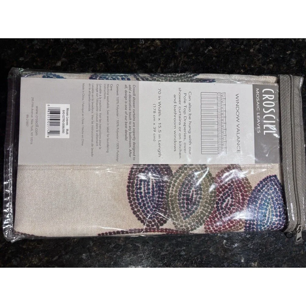 Croscill Window Valance Mosaic Leaves 70” X 15.5”